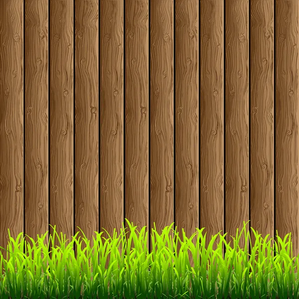 木头与绿草 — 图库矢量图片