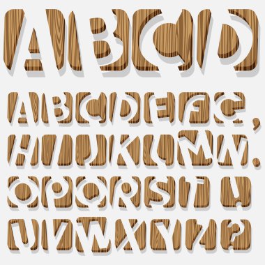 Wooden 3D alphabet clipart