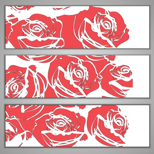 Banners with red roses — Stock Vector