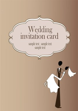 Vintage styled wedding card clipart