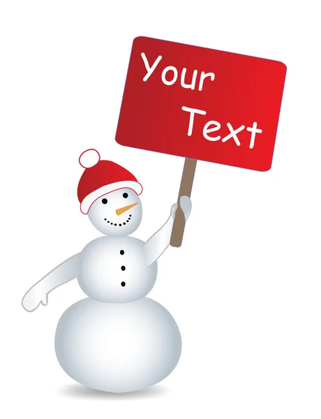 Bonhomme de neige avec panneau d'affichage — Image vectorielle
