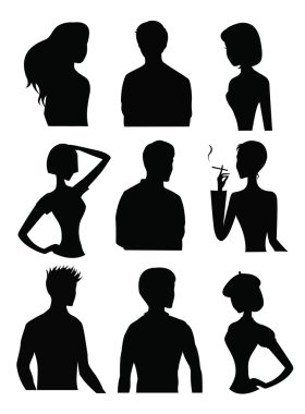 9 Silhouettes of men and women clipart