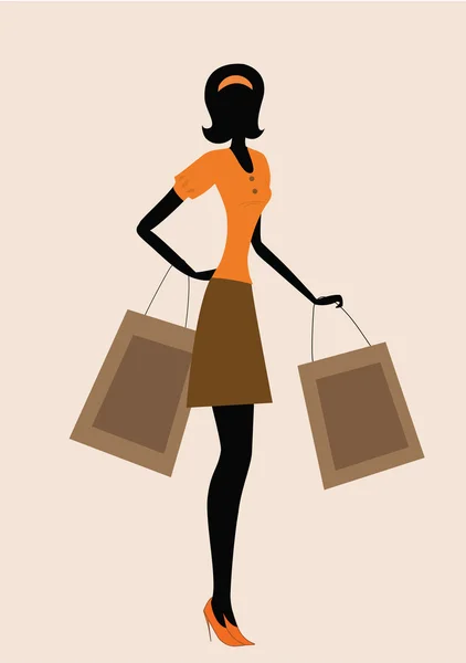 Silueta ženy. nakupování — Stockový vektor