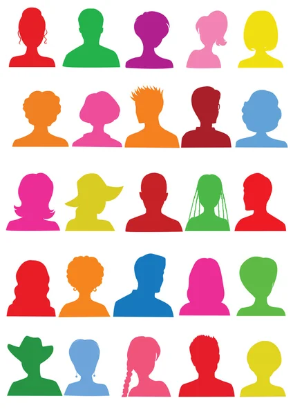25 Anonymous colorful mugshots — Stock Vector