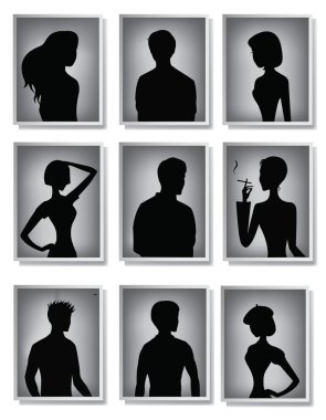 9 Silhouettes of men and women clipart