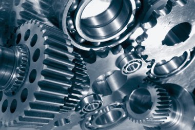Titanium and steel gears machinery clipart