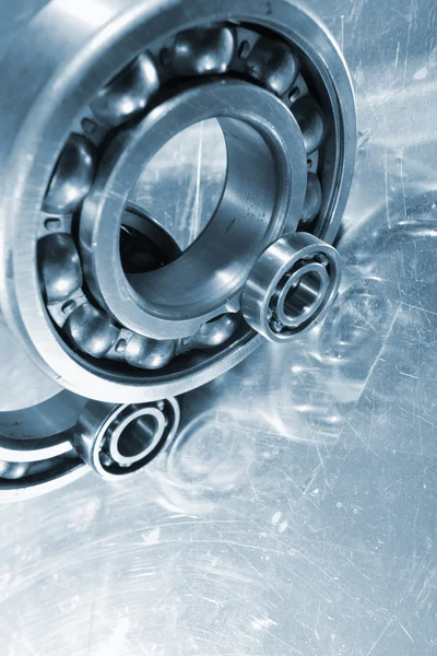 Ball-bearings mirrored in steel — Stock Photo, Image