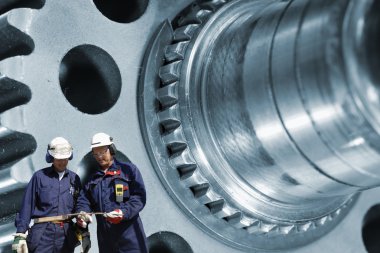 Industry workers and gears clipart