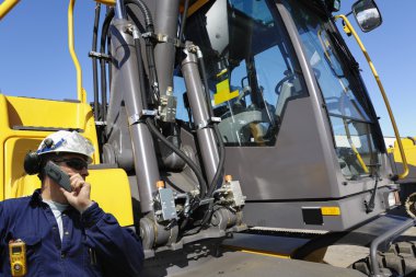 Cabin exterior of bulldozer and engineer clipart