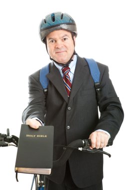 Stock Photo of Christian Bicycle Missionary clipart