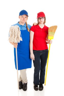 Stock Photo of Serious Teenage Workers clipart