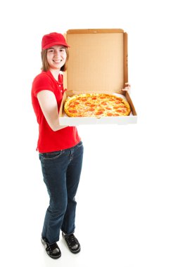 Stock Photo of Pizza Delivery Girl - Full Body clipart