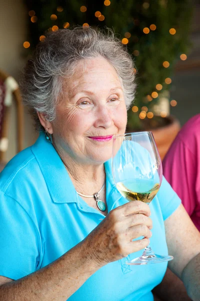 Stock Photo of Wine Tasting - Senior Woman — Stock Photo, Image