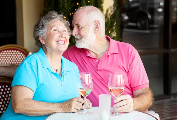 Casal Sénior - Vinho e Conversa — Fotografia de Stock