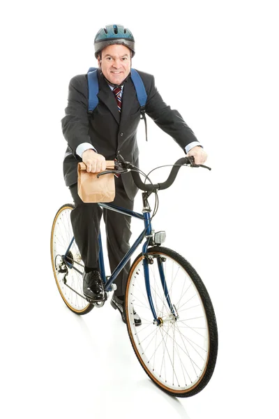 Επιχειρηματίας ποδήλατα να εργαστούν — Φωτογραφία Αρχείου