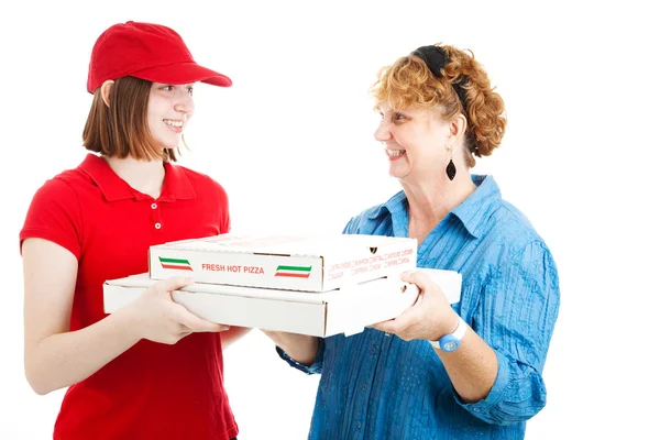Pizza-Lieferung an Kunden — Stockfoto