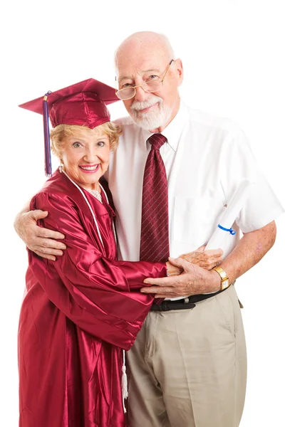Anciano graduado con marido orgulloso —  Fotos de Stock