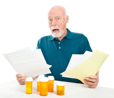 Senior Overwhelmed by Medical Costs clipart