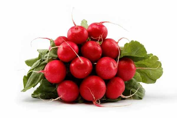 Healthy food. Bunch of fresh radishes on a white background. — Stock Photo, Image