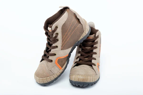 A pair of new hiking boots on white background — Stock Photo, Image