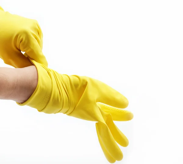 Temizlik için lateks eldiven — Stok fotoğraf