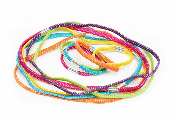 Colorful hair elastic bands on white background — Stock Photo, Image