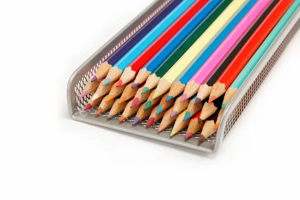 Colored pencils on a white background. — Stock Photo, Image