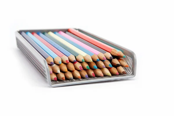 Colored pencils on a white background. — Stock Photo, Image