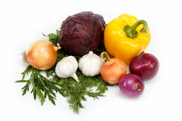 Comida saudável. Legumes frescos sobre um fundo branco . — Fotografia de Stock