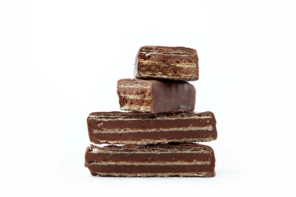 Obleas en chocolate aisladas sobre fondo blanco — Foto de Stock