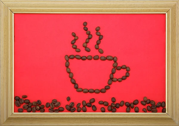 Obraz filiżanka kawa w ramce na czerwonym tle na — Zdjęcie stockowe