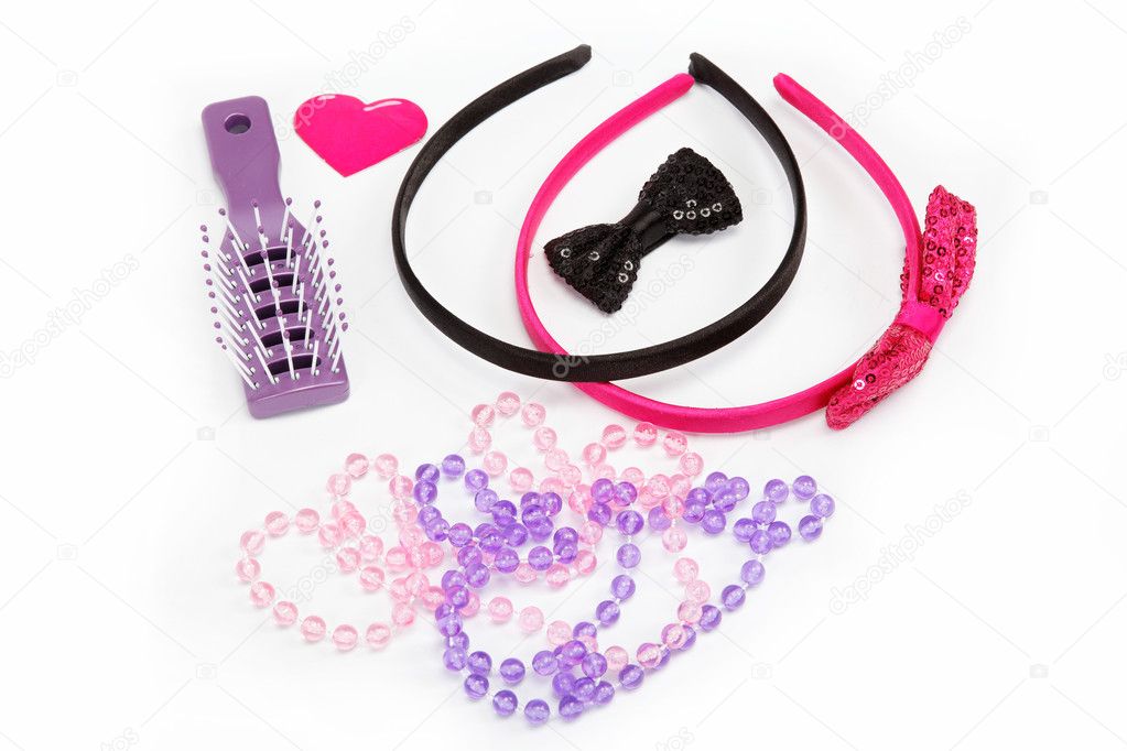 Hair accessories on a white background.