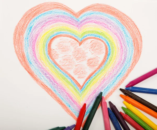 Boya kalemi ile çizilmiş kalp. — Stok fotoğraf