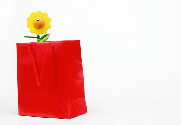 Red gift bag isolated on white background. — Stock Photo, Image