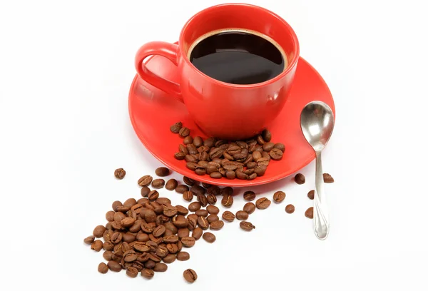 Kopp morgonkaffe på tefat — Stockfoto