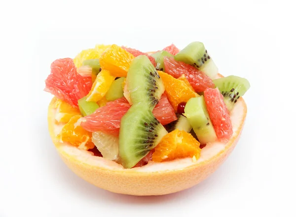 stock image Fresh fruits salad on white background