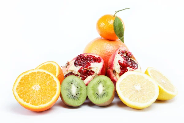 Tropical fruits on a white background. Stock Picture