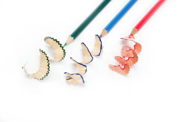 Tutup pensil warna dengan warna berbeda di atas backgr putih — Stok Foto