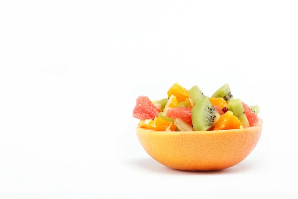 Fresh fruits salad on white background — Stock Photo, Image