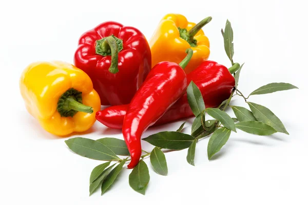 Zdravé jídlo. čerstvá zelenina. papriky na bílém pozadí. — Stock fotografie