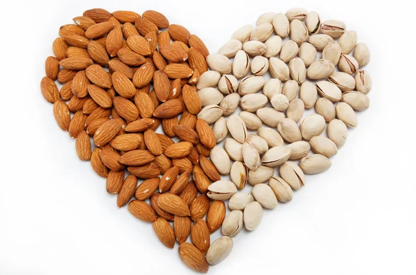 stock image The image of the heart of the almond and pistachio nuts.