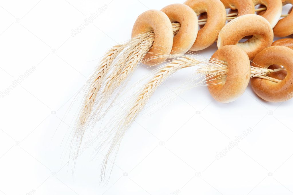 Bakery products. Bagels on a white background.