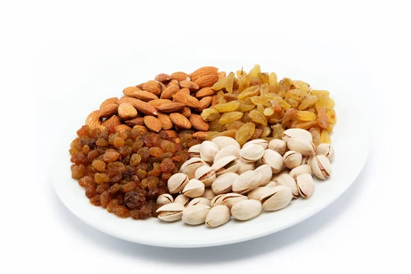 Moer-rozijn mix. amandel- en pistache noten en rozijnen. — Stockfoto