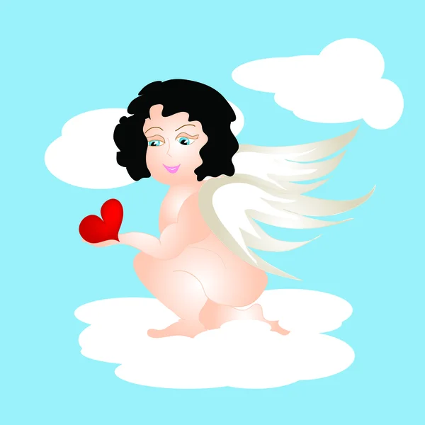 Angel en hart — Stockvector