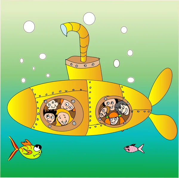 Submarino amarelo — Vetor de Stock