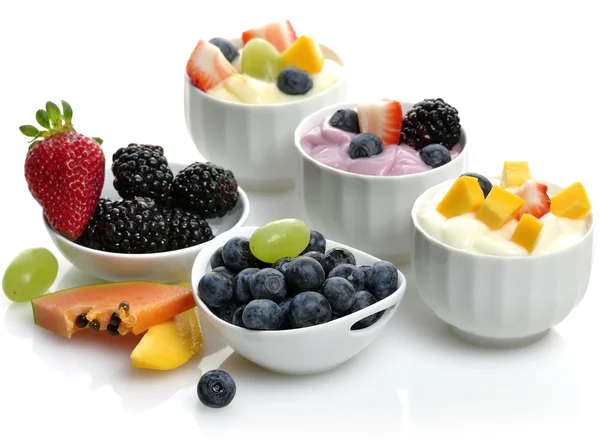 Yogurts With Fruits And Berries — Stock Photo, Image