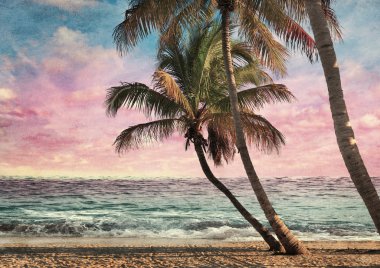 Grunge Image Of Tropical Beach clipart