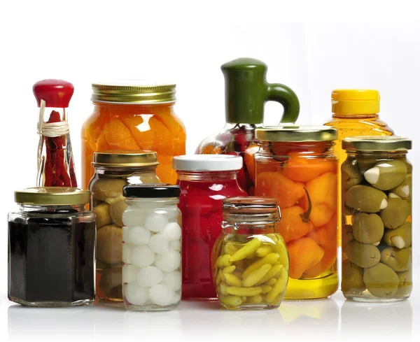 Glass Jars Of Preserved Food — Stock Photo, Image