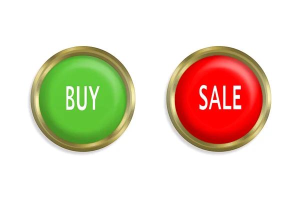 Nákup a prodej tlačítko na bílém pozadí — Stock fotografie
