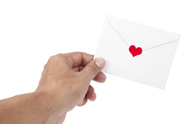 Menselijke hand en liefde brief — Stockfoto